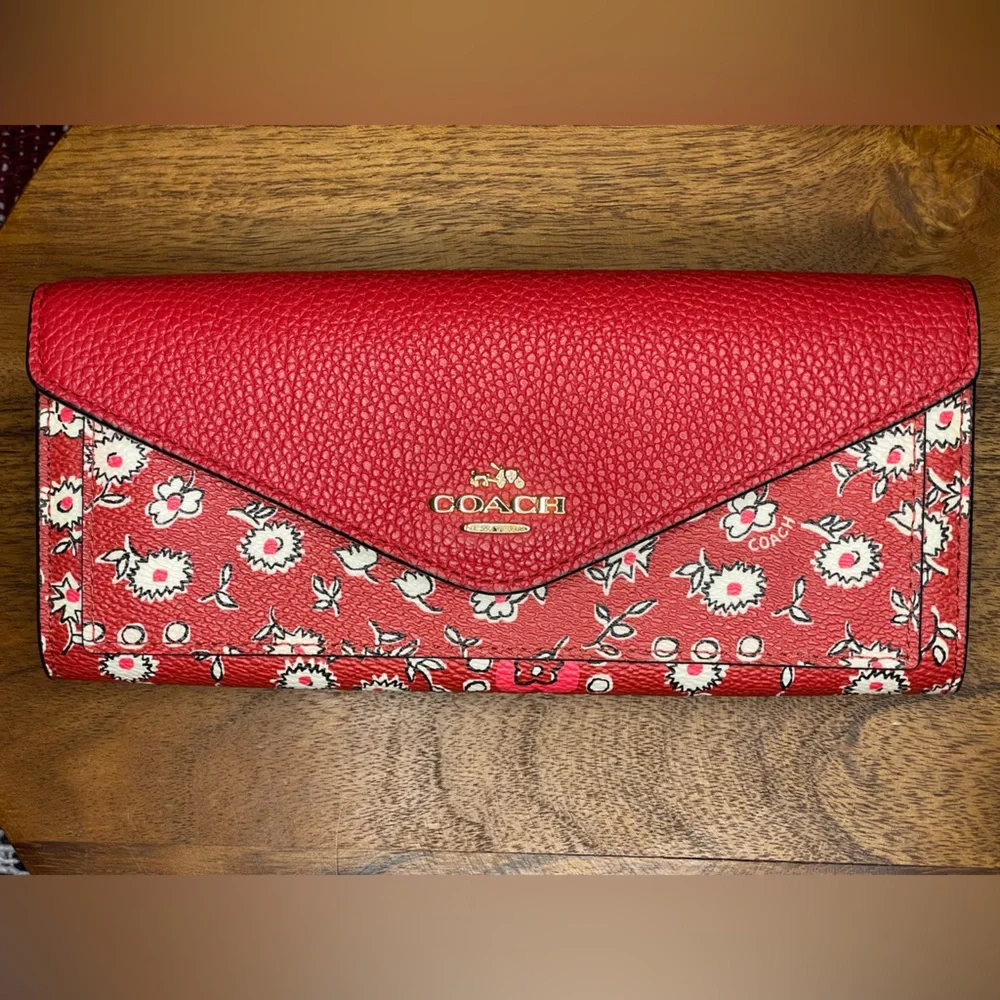 COACH Wild Hearts Print Coated Canvas Wallet w/Box - Picture 3 of 12